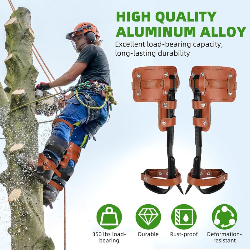 Xeoca Tree Climbing Spikes Set Tree Climbing Gear 1 Pair Alloy Steel Climbing Spurs 350lbs Load Capacity Arborist Equipment for Climbers, Fruit Picking and Lumberjack - Image 2